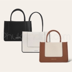 Túi Charles & Keith CNK Tote Daylla Đen Trắng Nâu