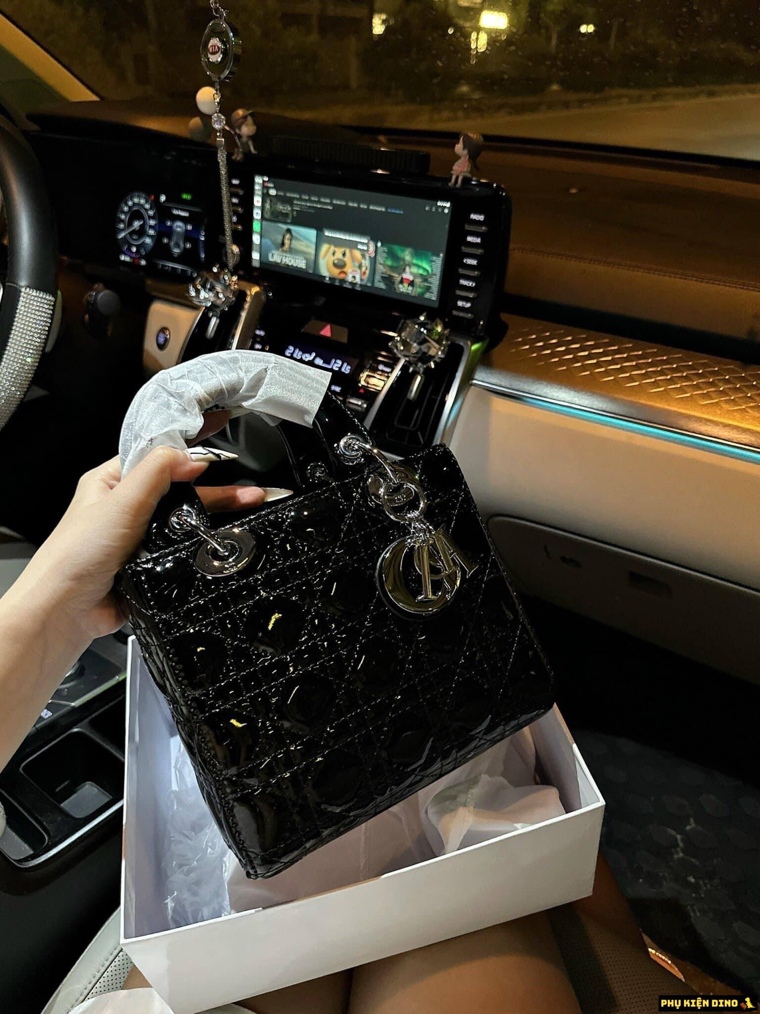 Túi Christian Dior Lady Cannage Calfskin Da Bóng 3 Túi Christian Dior Lady Cannage Calfskin Da Bóng Màu Đen