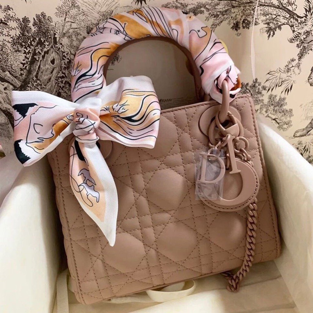 Túi Christian Dior Mini Lady Latte Cannage Lambskin 3 Túi Christian Dior Mini Lady Latte Cannage Lambskin Hồng Pastel