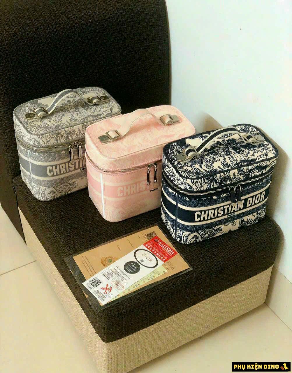 Túi Christian Dior Travel Vanity Case Cannage 3 Túi Christian Dior Travel Vanity Case Cannage Hồng Đen Xám