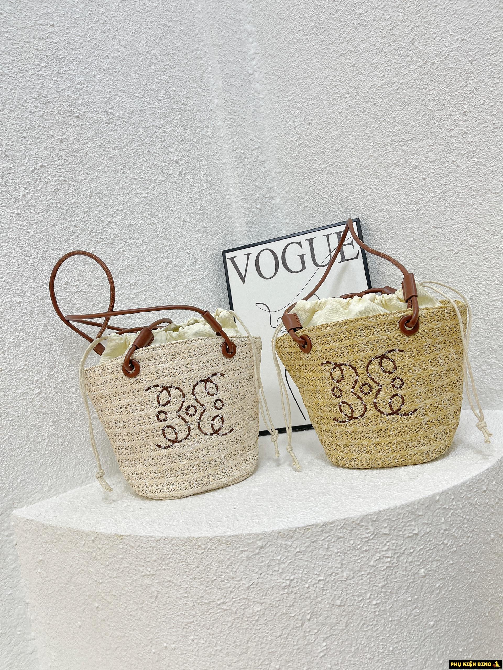 Túi Cói Celine Mini Vintage Nâu Đen Trắng 3 Túi Cói Celine Mini Vintage Họa Tiết