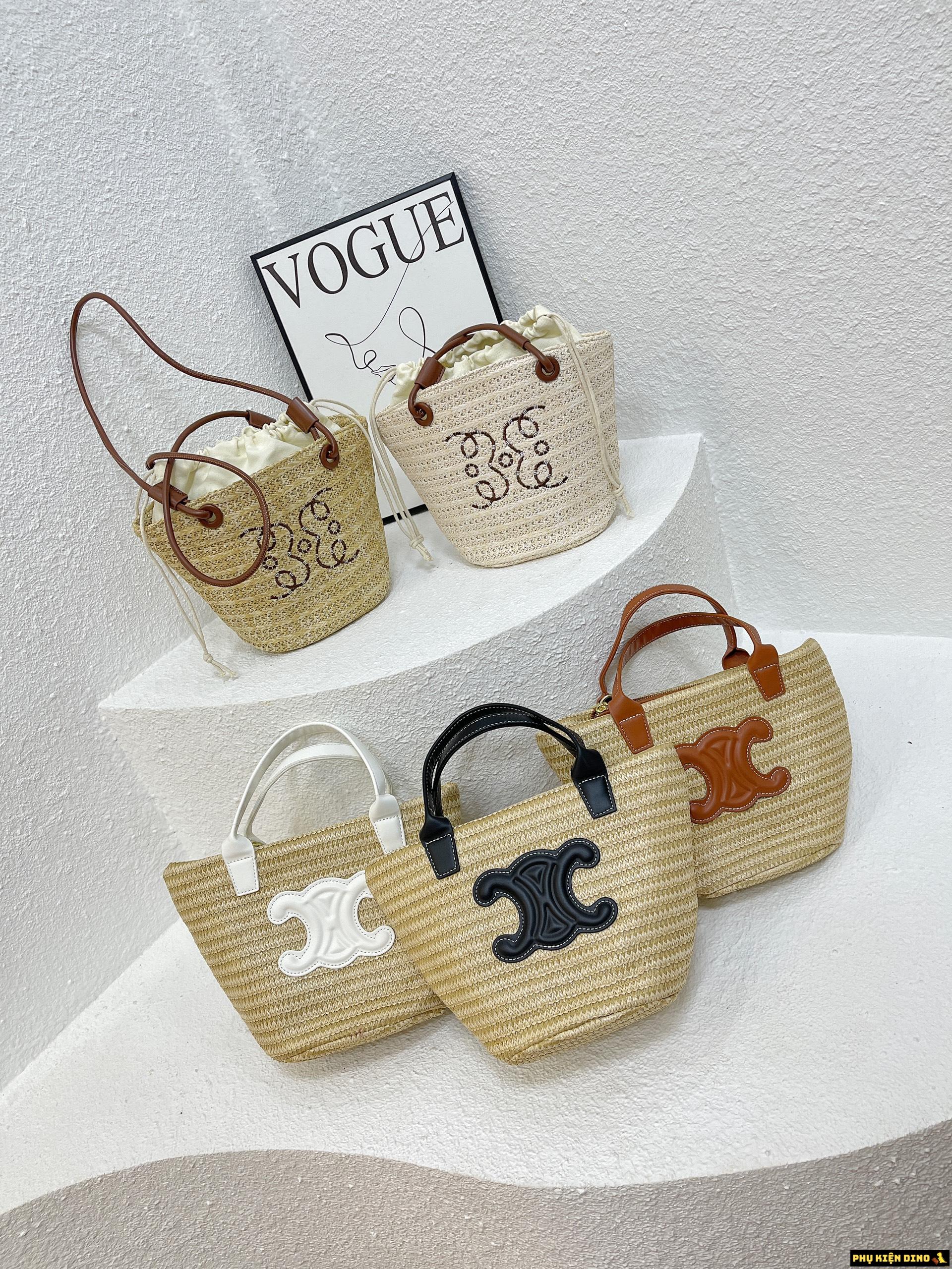 Túi Cói Celine Mini Vintage Nâu Đen Trắng 1 Túi Cói Celine Mini Vintage
