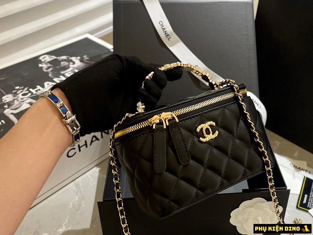 Túi Chanel Vanity Lambskin Brushed Gold Hardware 5 Túi Cốp Chanel Màu Đen