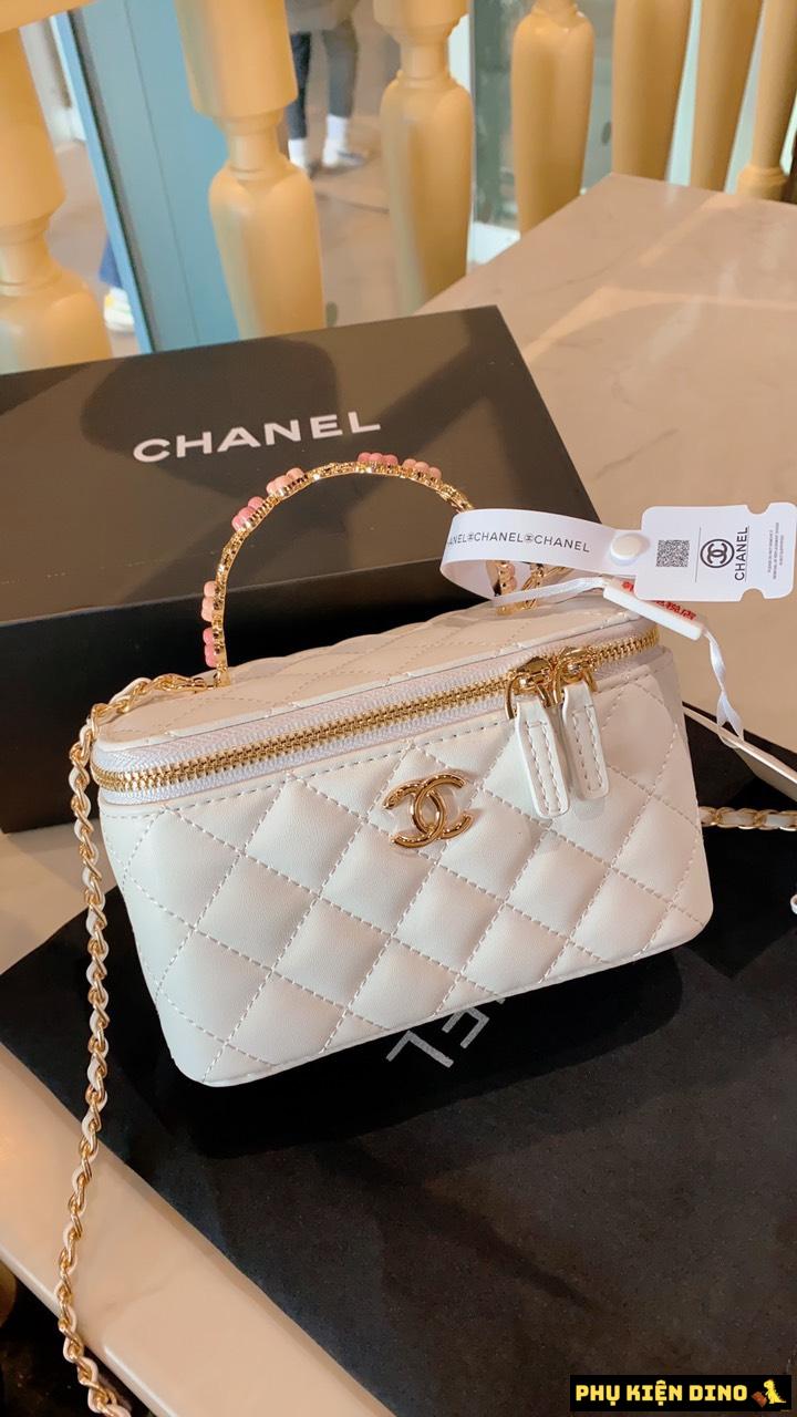 Túi Chanel Vanity Lambskin Brushed Gold Hardware 6 Túi Cốp Chanel Màu Trắng