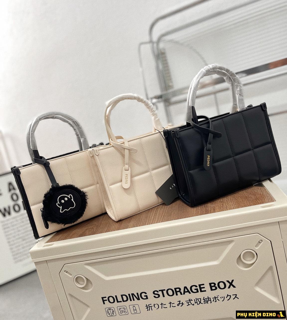 Túi Đeo Chéo Nữ Pedro Mini Quilted Handbag Trắng Đen 2 tui deo cheo 3 mau pedro mini quilted handbag trang den trang vien den