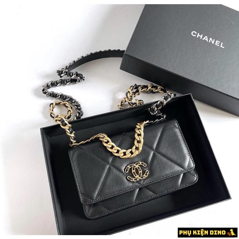 Túi Nữ Chanel CC Black Lambskin 19 Trắng Đen Size 20 7 Túi Đeo Chéo Nữ Chanel CC Black Lambskin 19 Đen