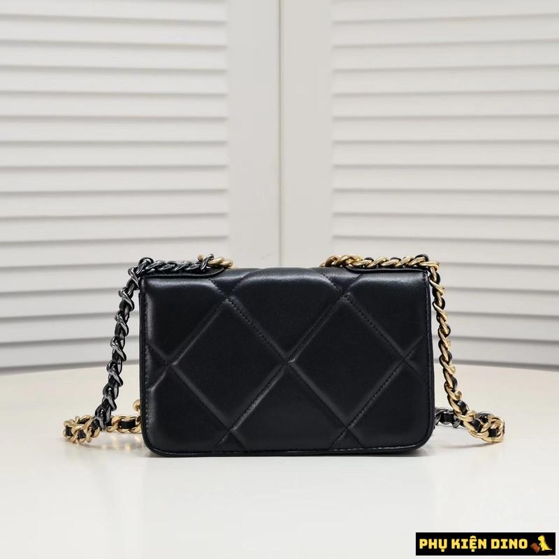 Túi Đeo Chéo Nữ Chanel CC Black Lambskin 19 Wallet On Chain Woc Bag Màu Đen