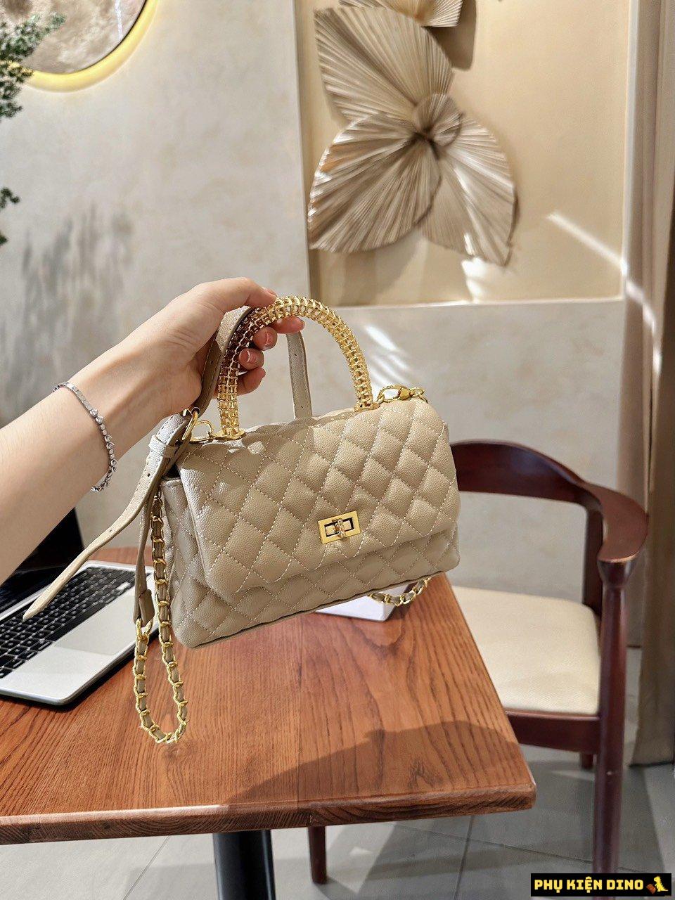 Túi Nữ Chanel Coco 4 Màu Trắng Đen Xám Nâu 8 Túi Đeo Chéo Nữ Chanel CC Brown Cream Size 22