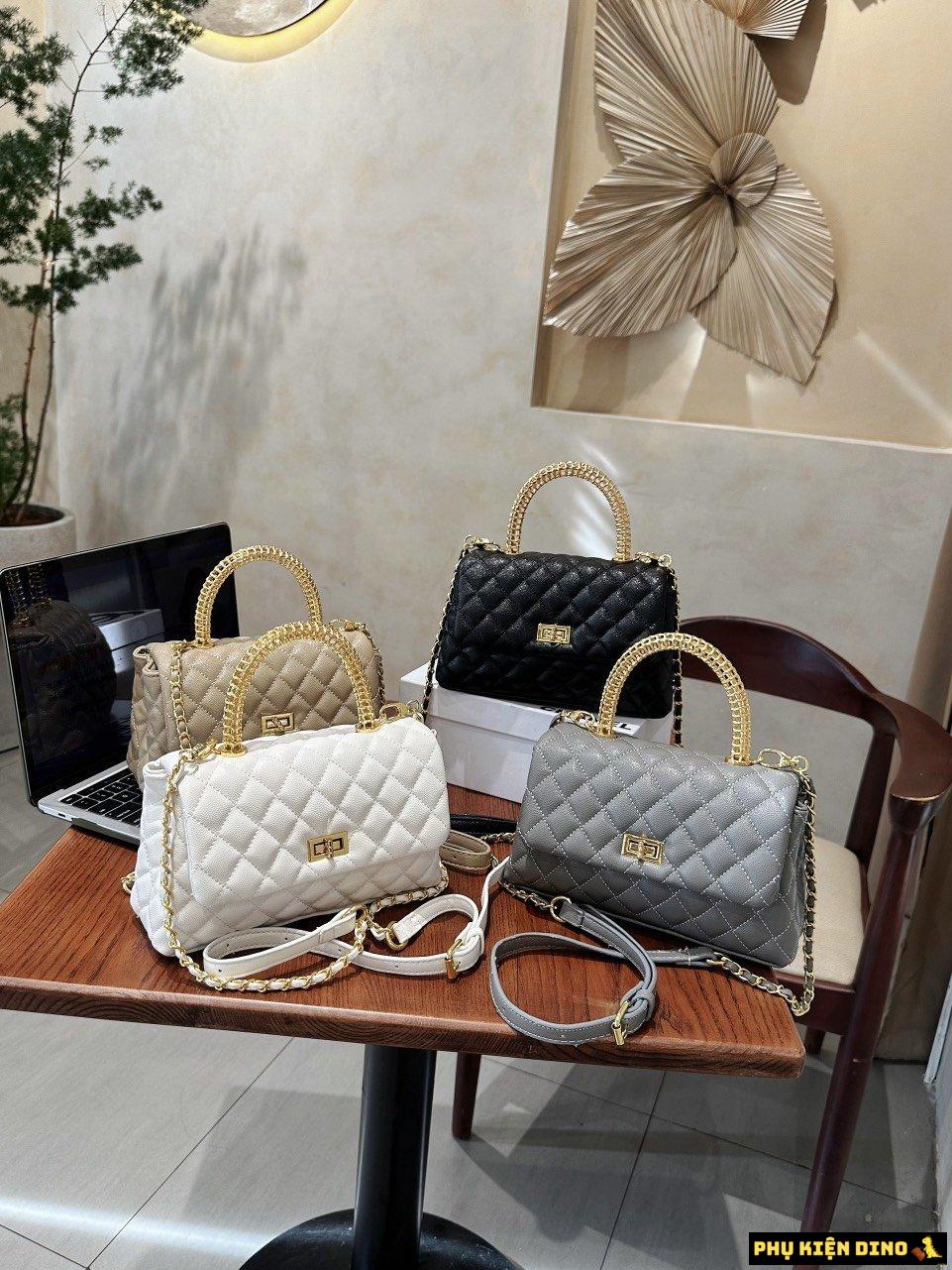 Túi Nữ Chanel Coco 4 Màu Trắng Đen Xám Nâu 1 Túi Đeo Chéo Nữ Chanel Coco Size 22