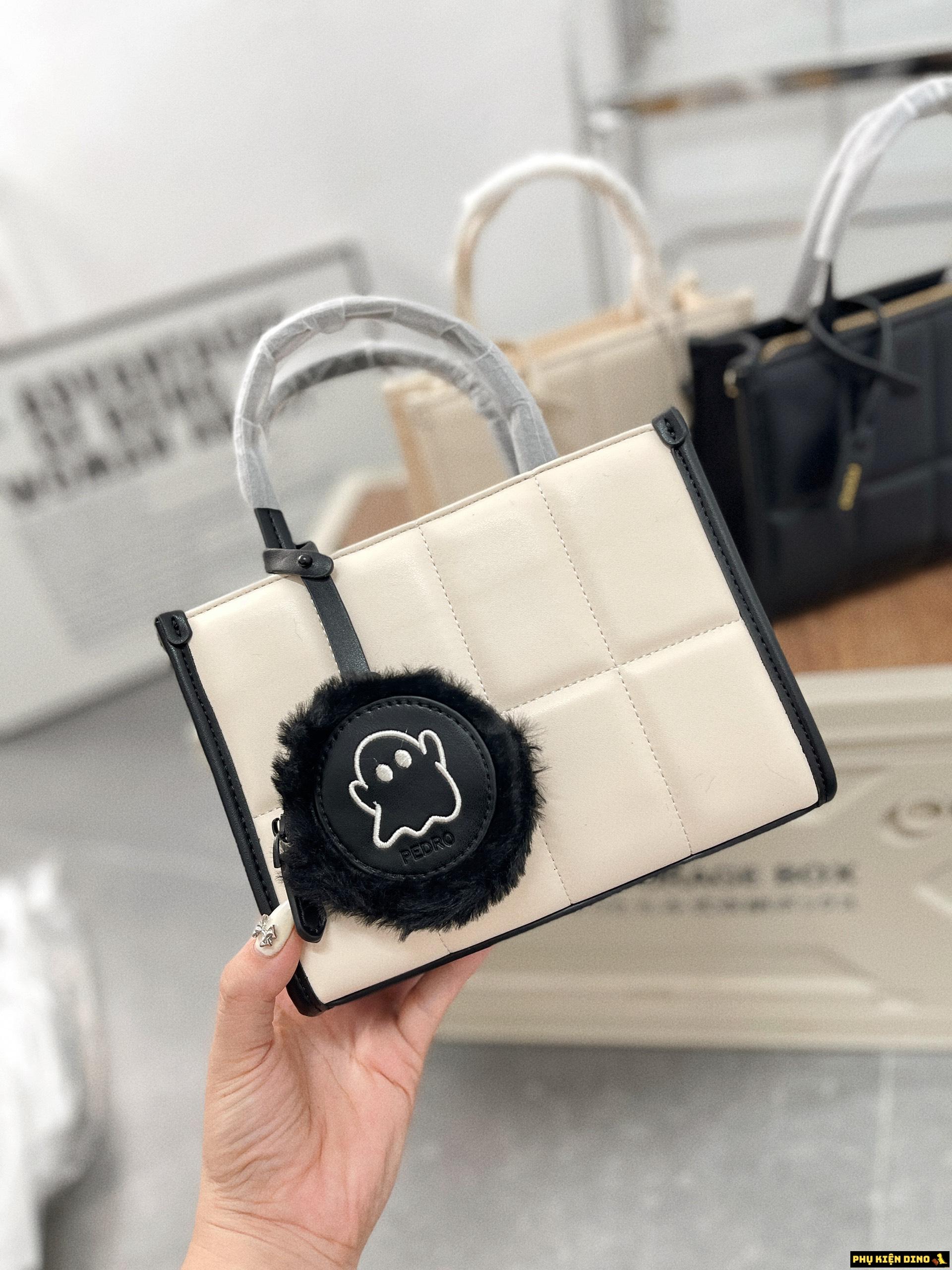 Túi Đeo Chéo Nữ Pedro Mini Quilted Handbag Trắng Đen 3 Túi Đeo Chéo Nữ Pedro Mini Quilted Handbag Trắng Viền Đen