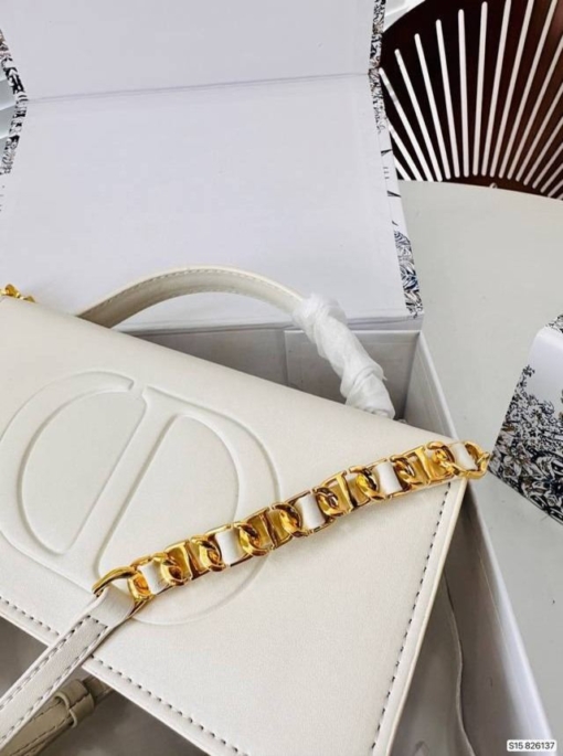 Túi Dior CD Mini Bag Calfskin Embossed White Gold