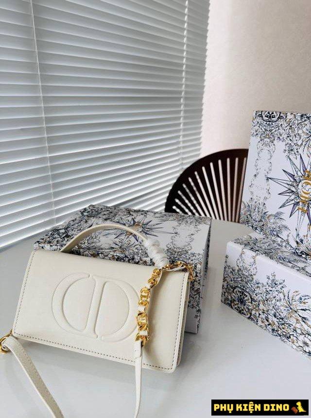 Túi Dior CD Mini Bag White Calfskin Embossed
