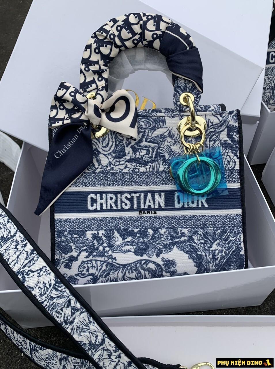 Túi Dior Medium Lady D-lite Blue Black Multicolor 3 Túi Dior Medium Lady Blue Size 22