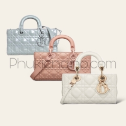 Túi Dior Medium Lady D-Joy Diamond Trắng Hồng Xám