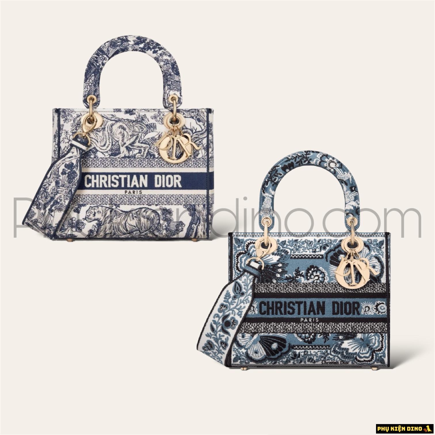 Túi Dior Medium Lady D-lite Blue Black Multicolor 1 Túi Dior Medium Lady D-lite Blue Black Multicolor