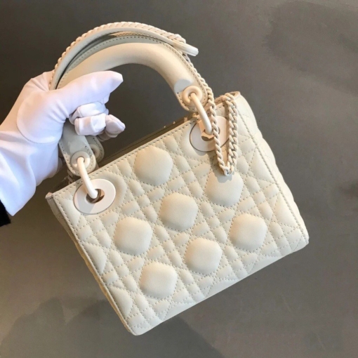 Túi Dior Micro Lady Dior Shoulder Handbag Cannage Leather White