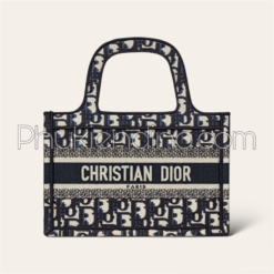 Túi Dior Mini Book Tote Blue Dior Oblique Embroidery