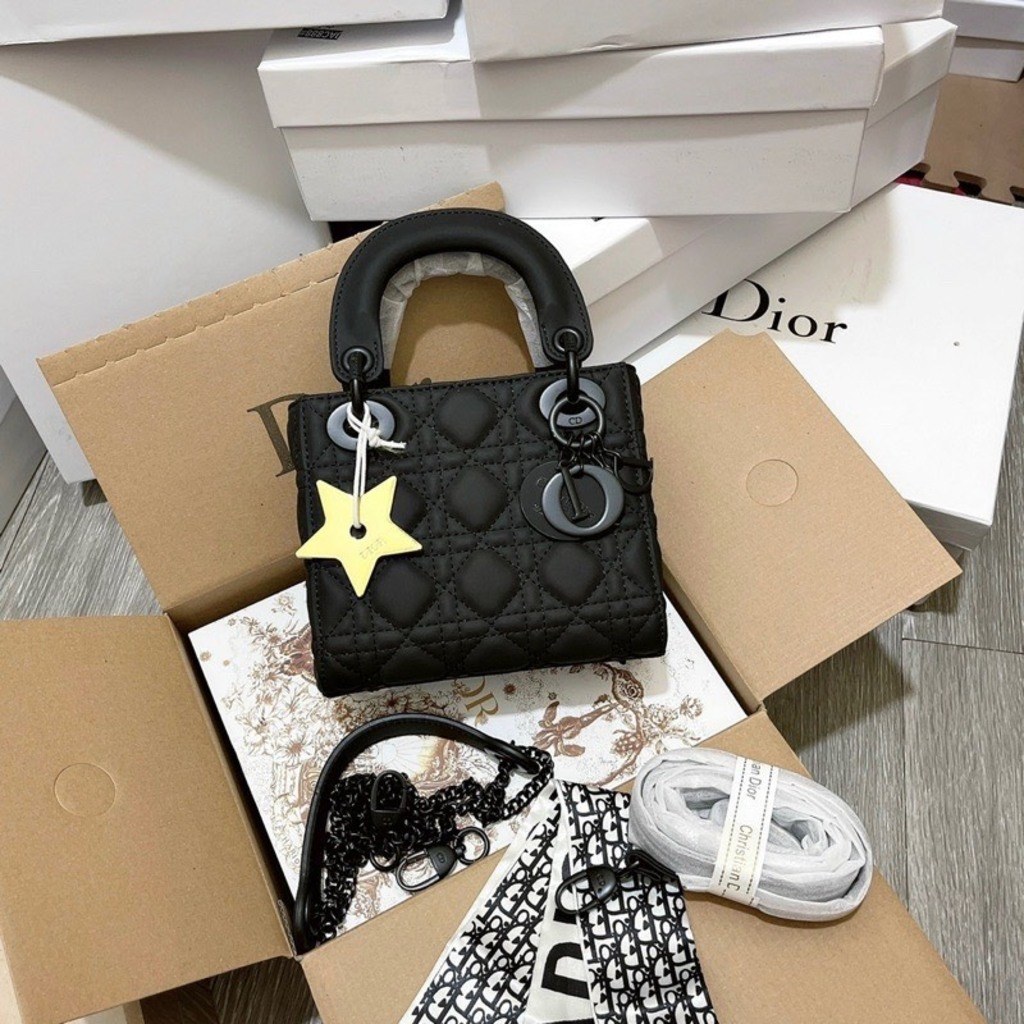 Túi Christian Dior Mini Lady Latte Cannage Lambskin 6 Túi Dior Mini Lady Blush Cannage Lambskin Màu Đen