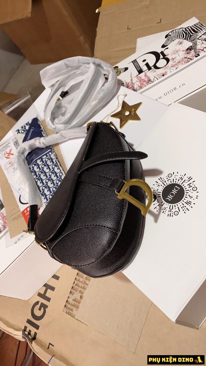 Túi Dior Saddle Bag With Strap Grained Calfskin 4 Túi Dior With Strap Black Grained Calfskin