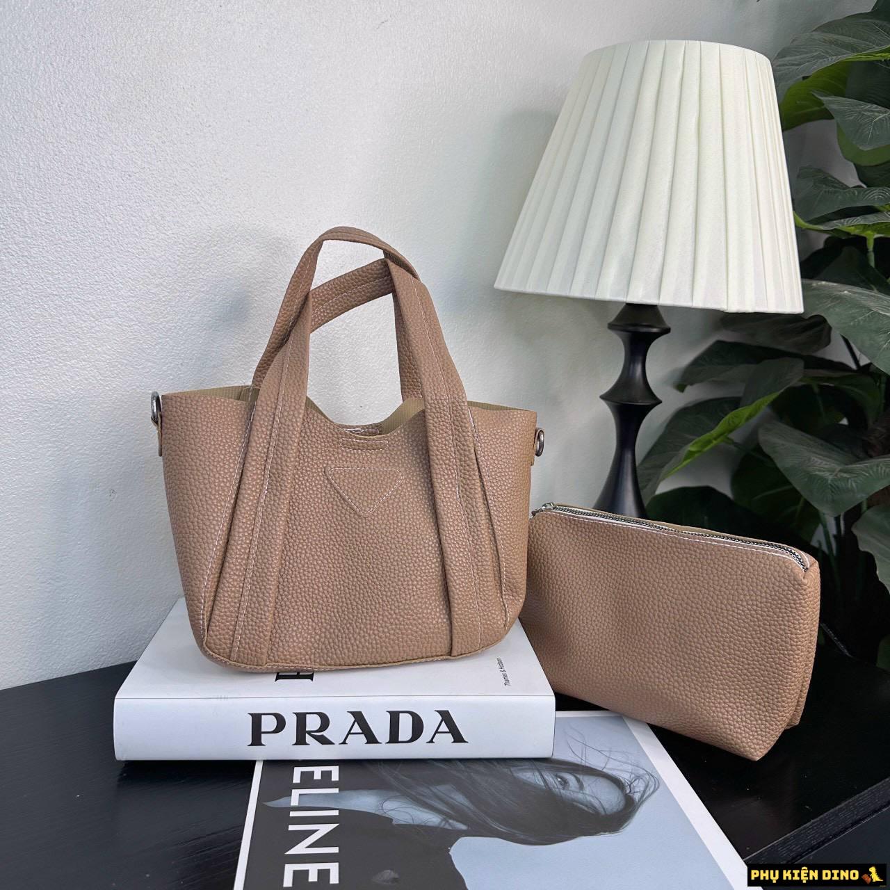 Set Túi Giỏ Xách Mềm Kèm Ví Size 22 Đen Nâu 8 Túi Giỏ Xách Da Mềm Màu Nâu Kèm Ví Da