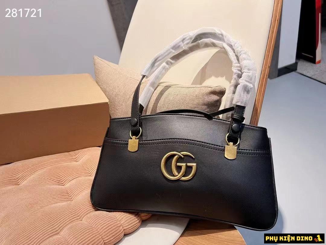 Túi Gucci Arli Lớn Size 30 3 Màu Trắng Đen Họa Tiết 2 Túi GUCCI Arli Large Top Handle Bag Lượn Sóng Màu Đen