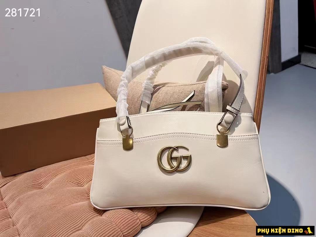 Túi Gucci Arli Lớn Size 30 3 Màu Trắng Đen Họa Tiết 5 Túi Gucci Arli Top Handle Bag Leather Large Size 30 Màu Kem