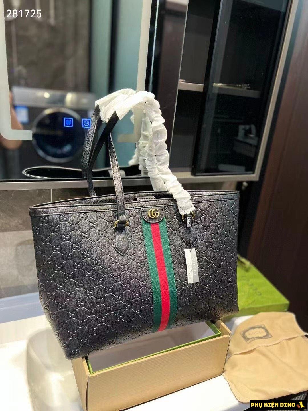 Túi Gucci Ophidia Medium Tote Đen Họa Tiết Size 32 5 Túi Gucci Ophidia Medium Tote Đen