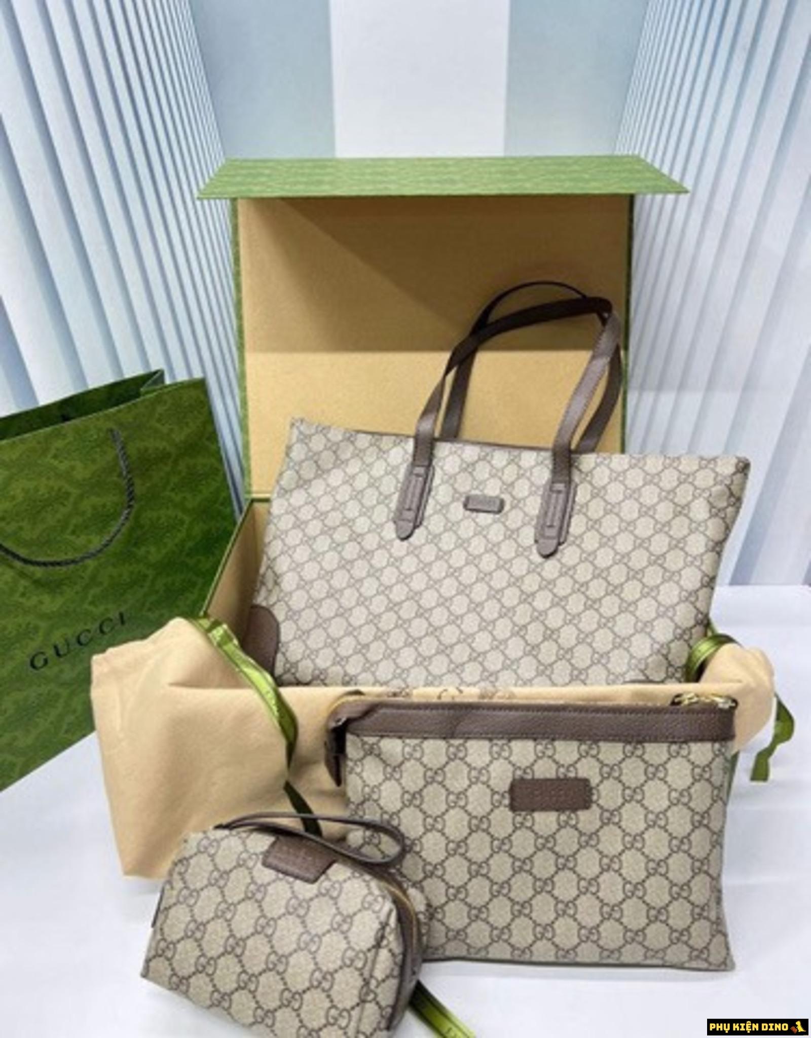 Combo 3 Túi Louis Vuitton LV Nâu Đen Be 8 Túi Louis Vuitton LV Tote Kèm 2 Ví Màu Be