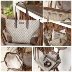 Túi Louis Vuitton Tote Kèm 2 Ví Màu Be