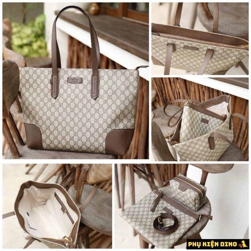 Combo 3 Túi Louis Vuitton LV Nâu Đen Be 1 Túi Louis Vuitton Tote Kèm 2 Ví Màu Be