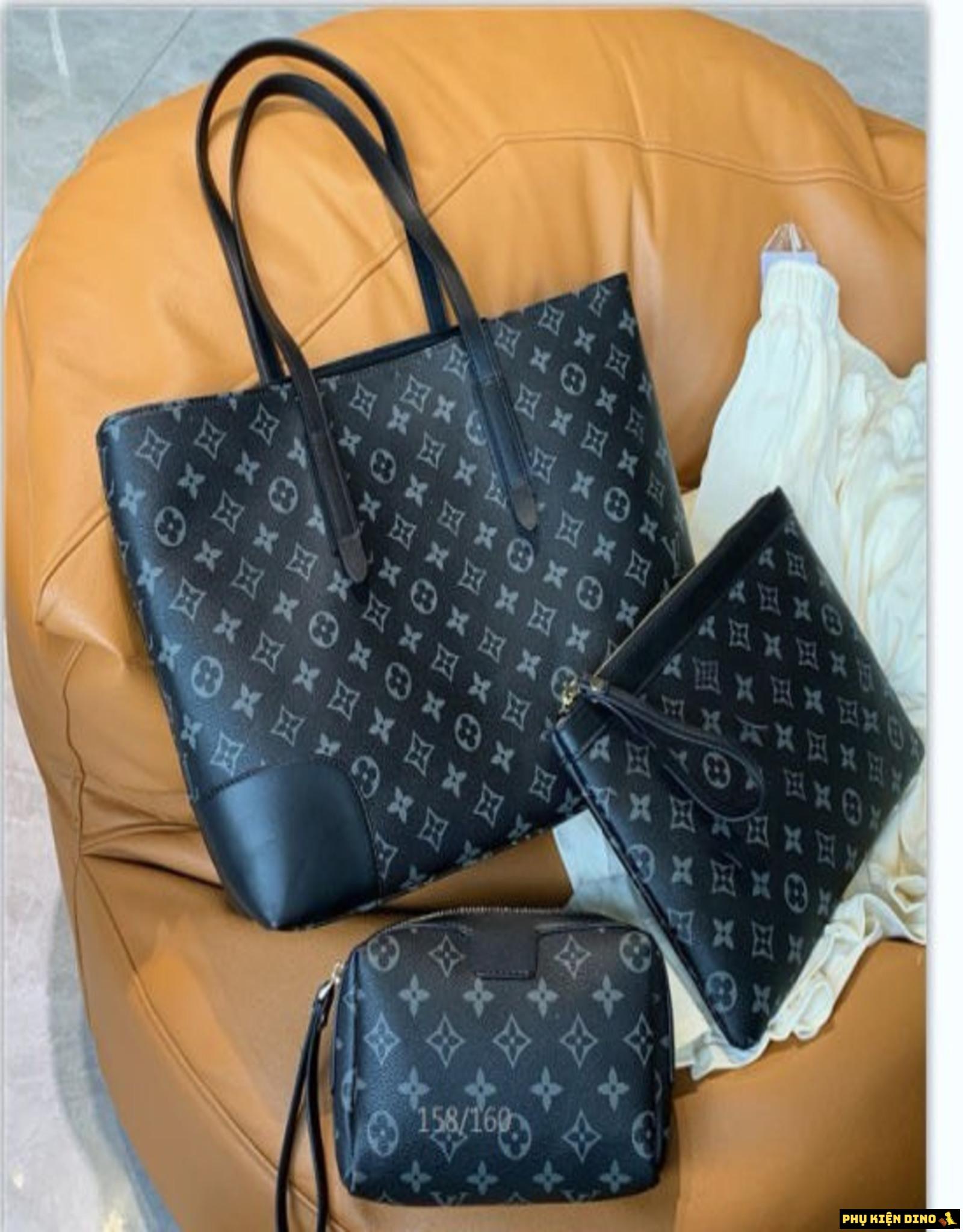 Combo 3 Túi Louis Vuitton LV Nâu Đen Be 6 Túi Louis Vuitton Tote Kèm 2 Ví Màu Đen