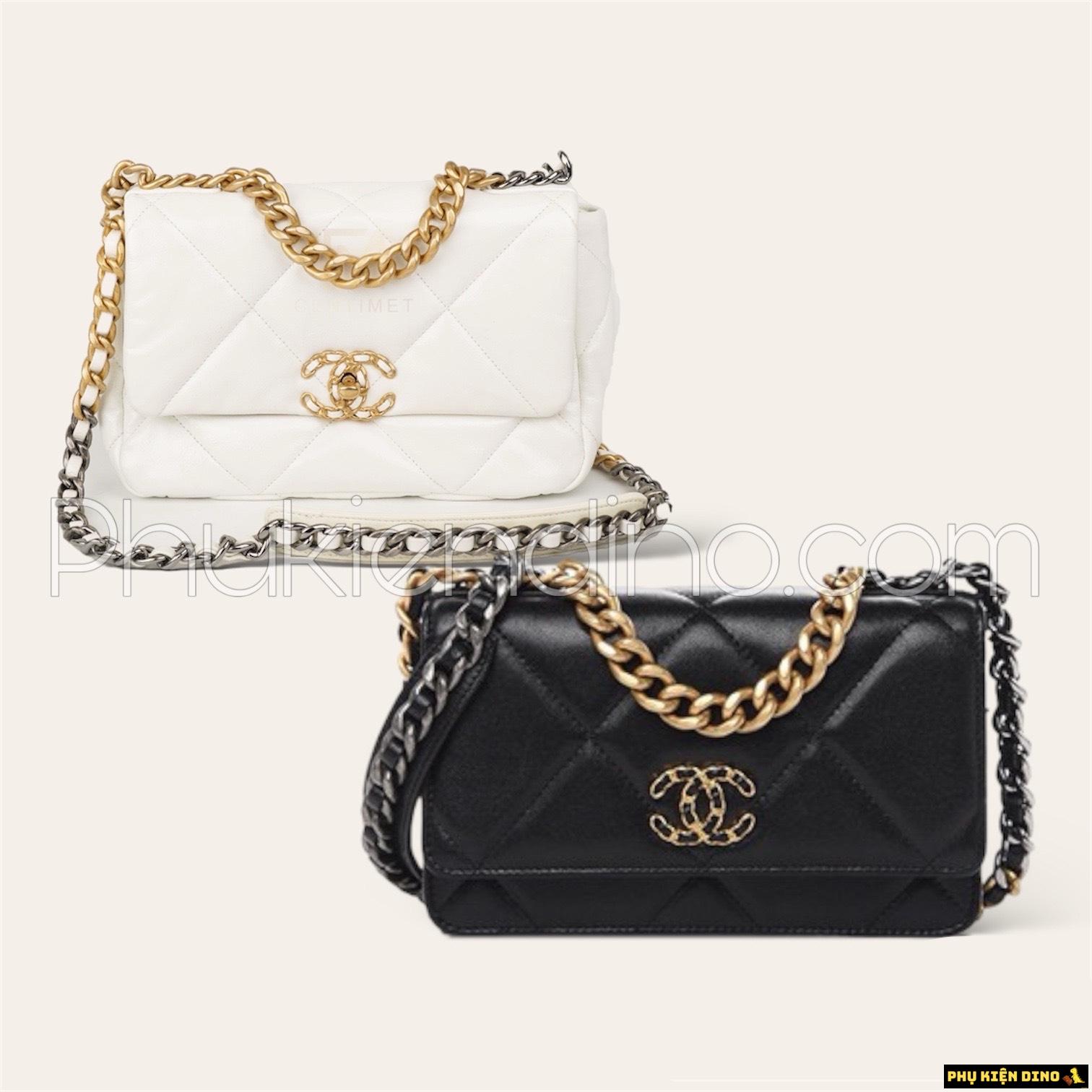 Túi Nữ Chanel CC Black Lambskin 19 Trắng Đen Size 20 1 Túi Nữ Chanel CC Black Lambskin 19 Trắng Đen Size 20