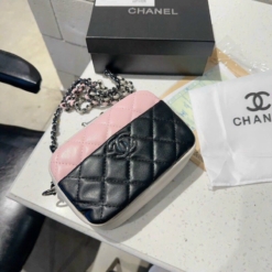Túi Nữ Chanel Shiny Lambskin Lacquered Metal Black Lilac Ecru Silver