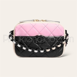 Túi Nữ Chanel Shiny Lambskin Lacquered Metal Hồng Đen