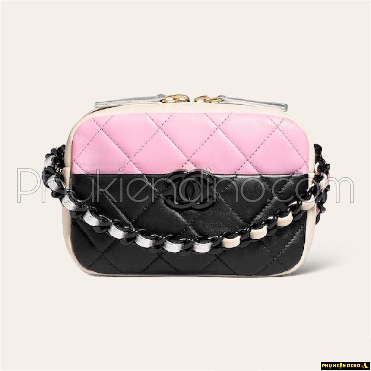 Túi Nữ Chanel Shiny Lambskin Lacquered Metal Hồng Đen 1 Túi Nữ Chanel Shiny Lambskin Lacquered Metal Hồng Đen