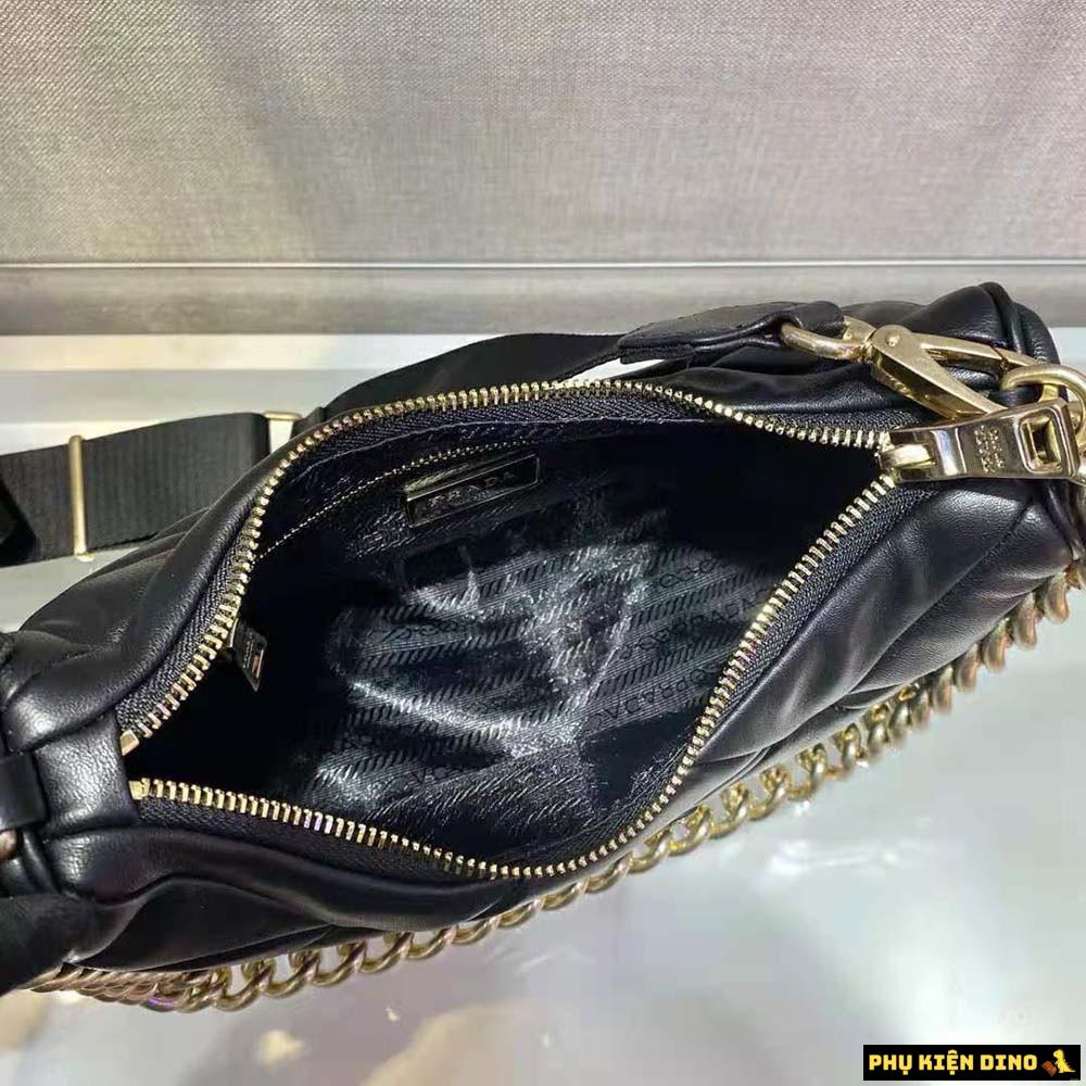 Túi Prada System Nappa Leather Patchwork Black Bag 7 Túi Prada System Padded Đen Vàng
