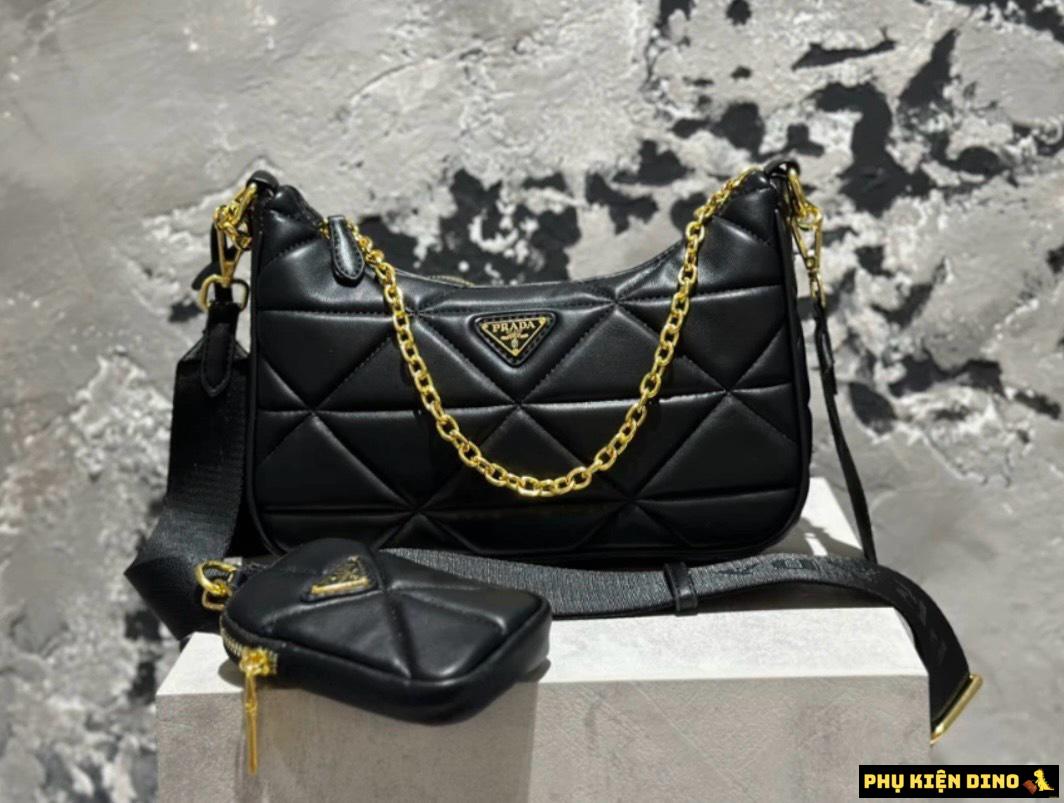 Túi Prada System Nappa Leather Patchwork Black Bag 3 Túi Prada System Padded Shoulder Bag