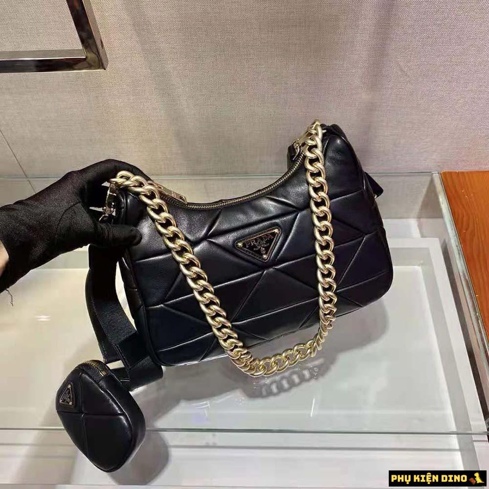 Túi Prada System Nappa Leather Patchwork Black Bag 4 Túi Prada System Padded Shoulder Black Bag