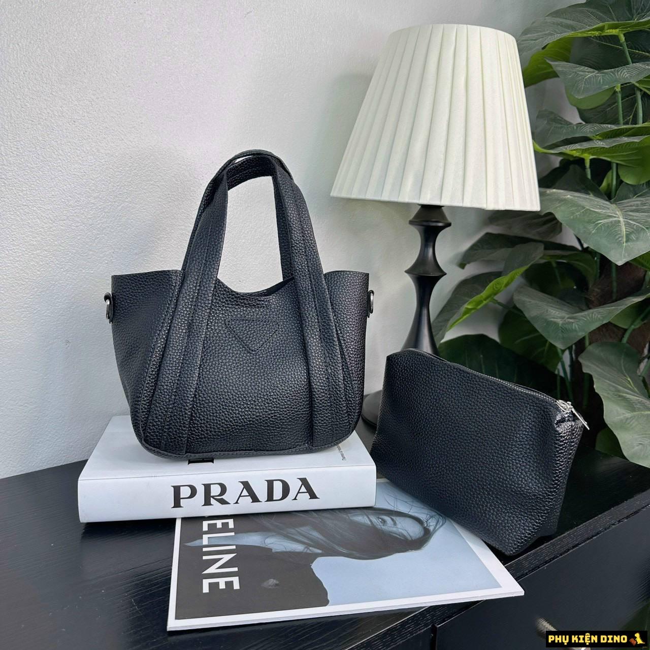 Set Túi Giỏ Xách Mềm Kèm Ví Size 22 Đen Nâu 6 Túi Quai Xách Da Mềm Màu Đen Kèm Ví Da