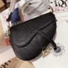 Túi Saddle Bag with Strap Black Grained Calfskin Đen