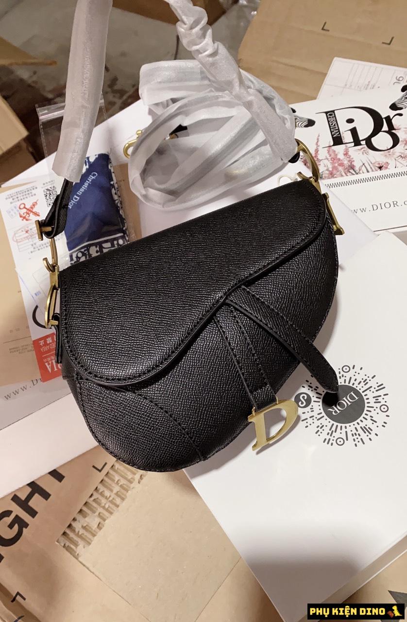 Túi Dior Saddle Bag With Strap Grained Calfskin 3 Túi Saddle Bag with Strap Black Grained Calfskin Đen