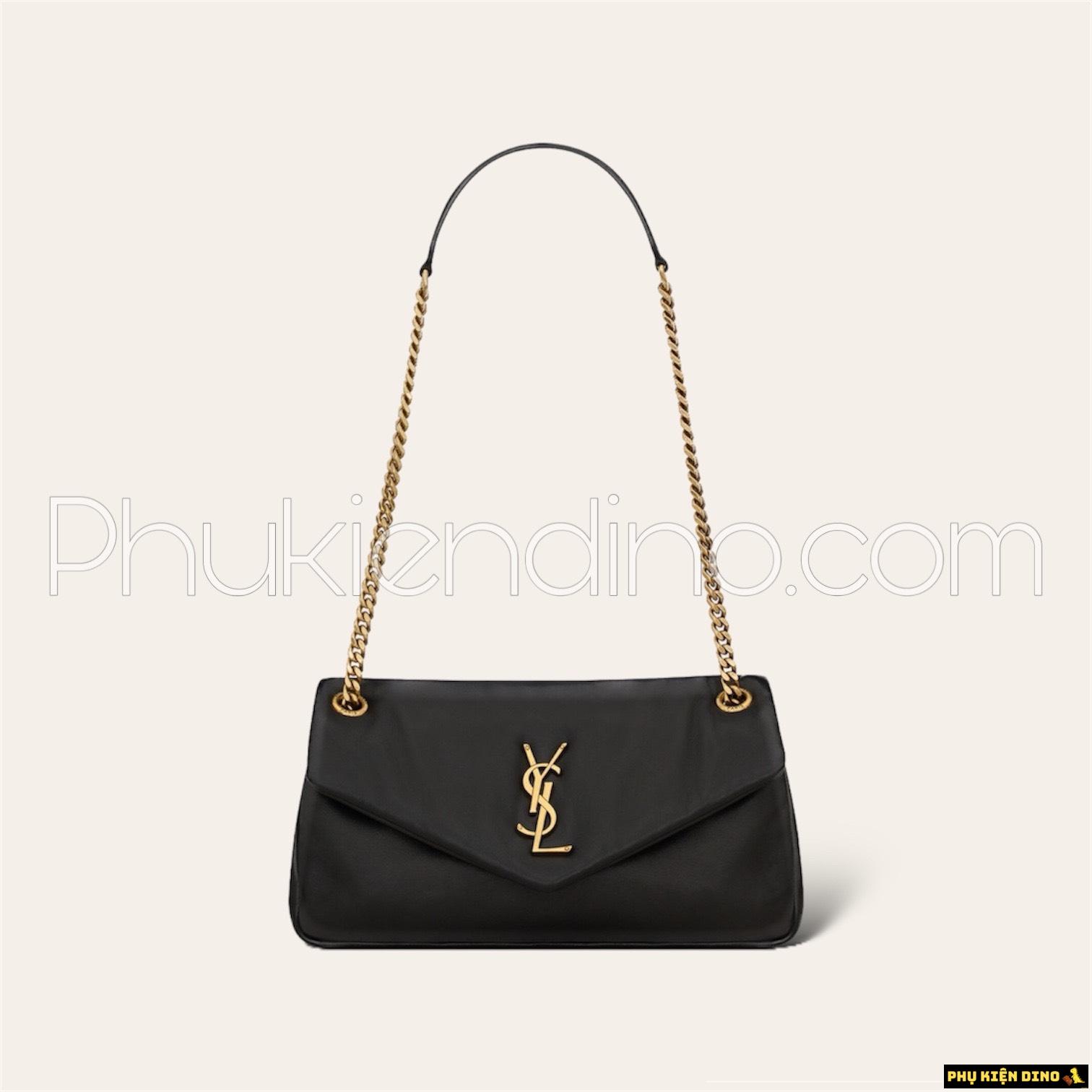 Túi Saint Laurent Calypso Plunged Lambskin Black Brown 734153AACQO1000 1 Túi Saint Laurent Calypso Plunged Lambskin Black Brown 734153AACQO1000