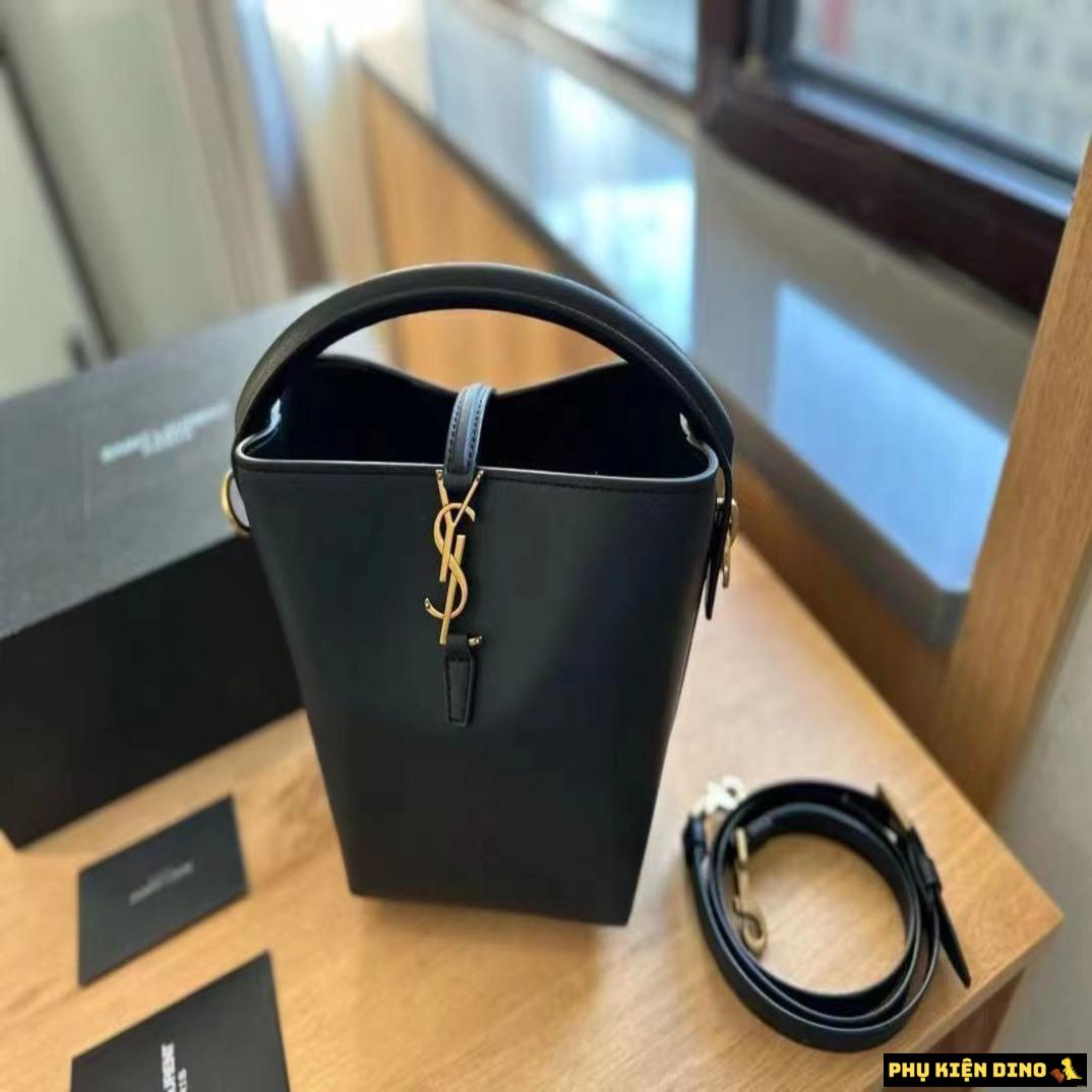 Túi Saint Laurent YSL LE 37 Leather Black Bucket Bag 3 tui saint laurent ysl le 37 leather black bucket bag den size 22