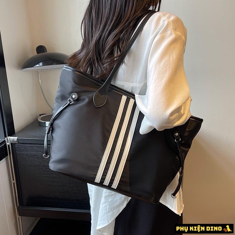 Túi Tote Vải Chống Nước Size To Trắng Đen 4 Túi Tote Big Size Black
