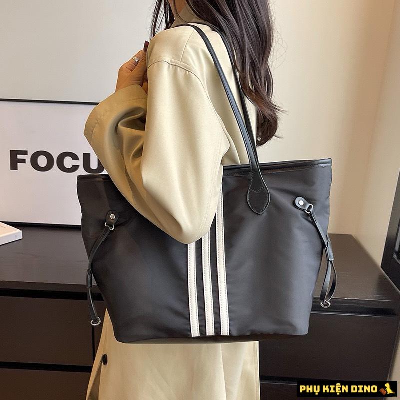 Túi Tote Vải Chống Nước Size To Trắng Đen 3 Túi Tote Chống Nước Đen Sọc Trắng