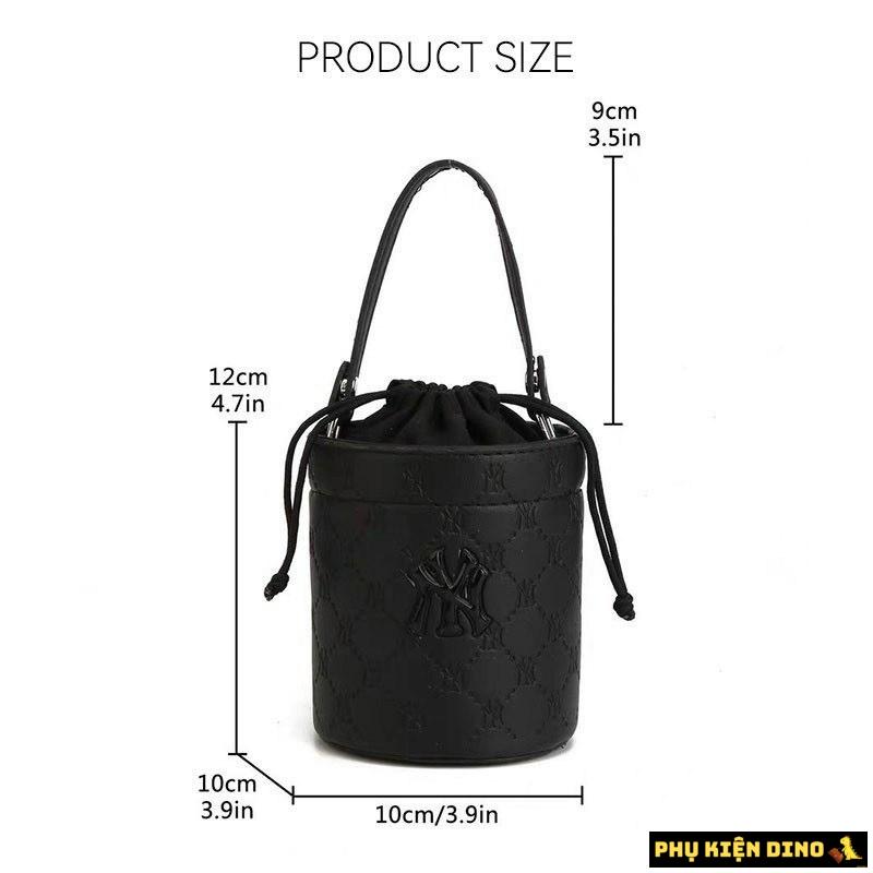 Túi Trụ Tròn MLB Monogram Nano Bucket Bag Black 6 Túi Trụ Tròn MLB Monogram Nano Bucket Bag Màu Đen