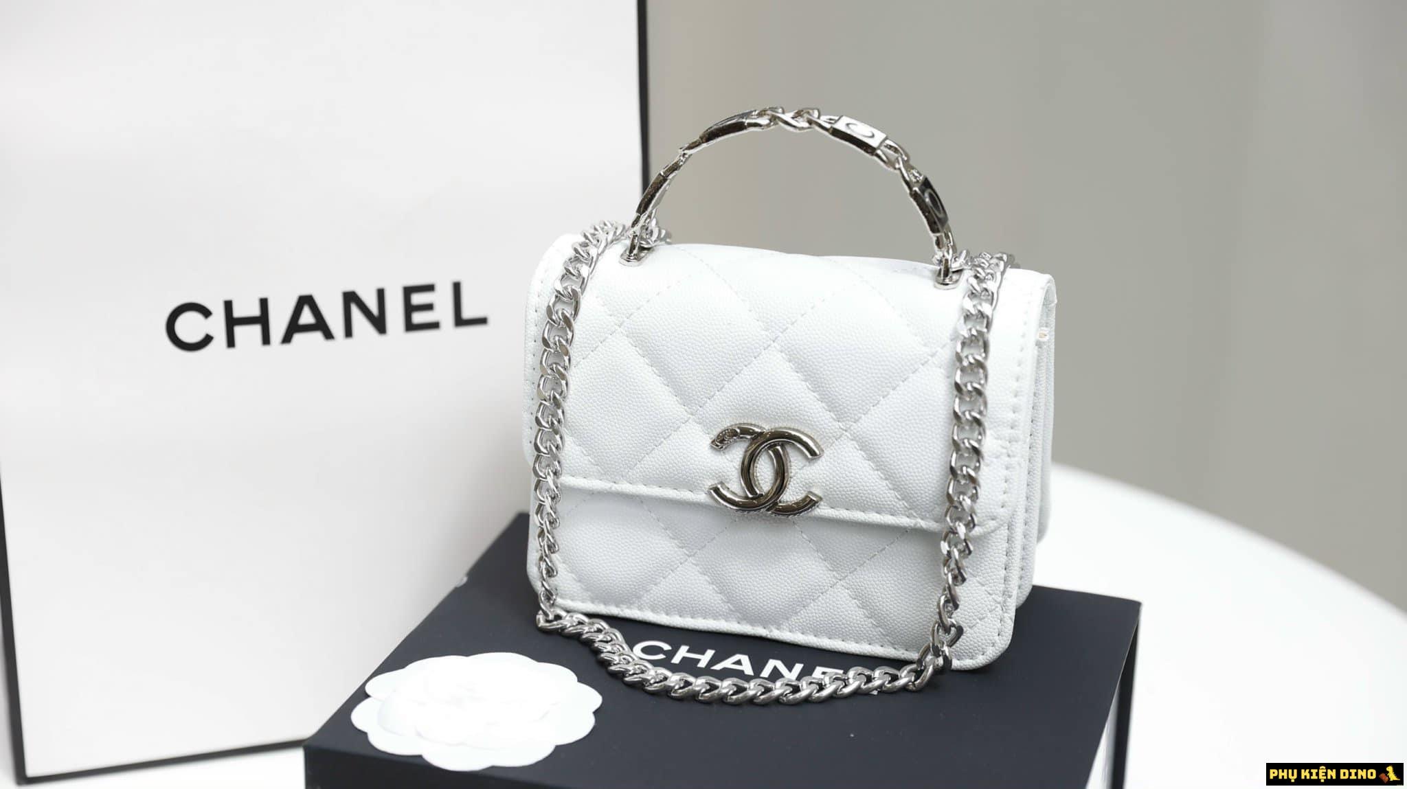 Túi Chanel Black White Caviar Leather Mini Size 16 4 Túi Ultra Mini Chanel Top Handle Màu Trắng