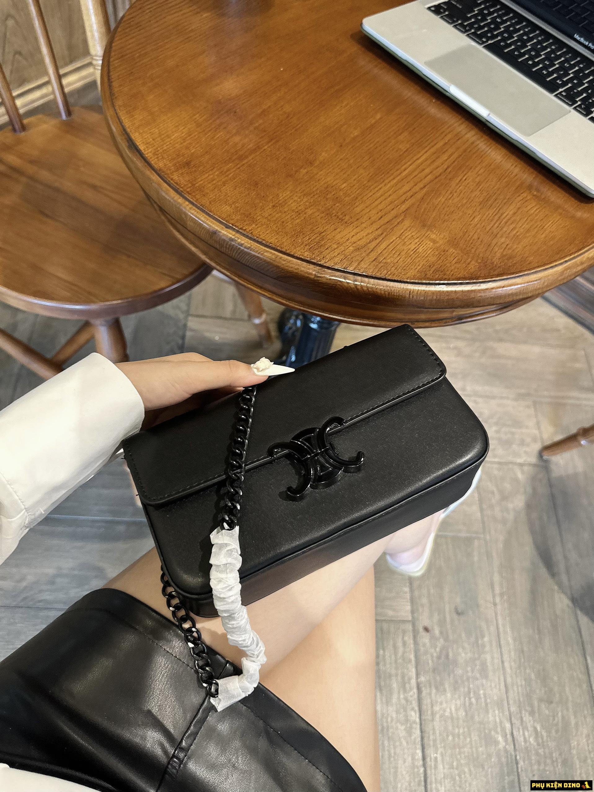 Túi Đeo Vai Celine Claude Shoulder Bag Black Màu Đen 4 Túi Xách Celine Dáng Ngang Full Đen