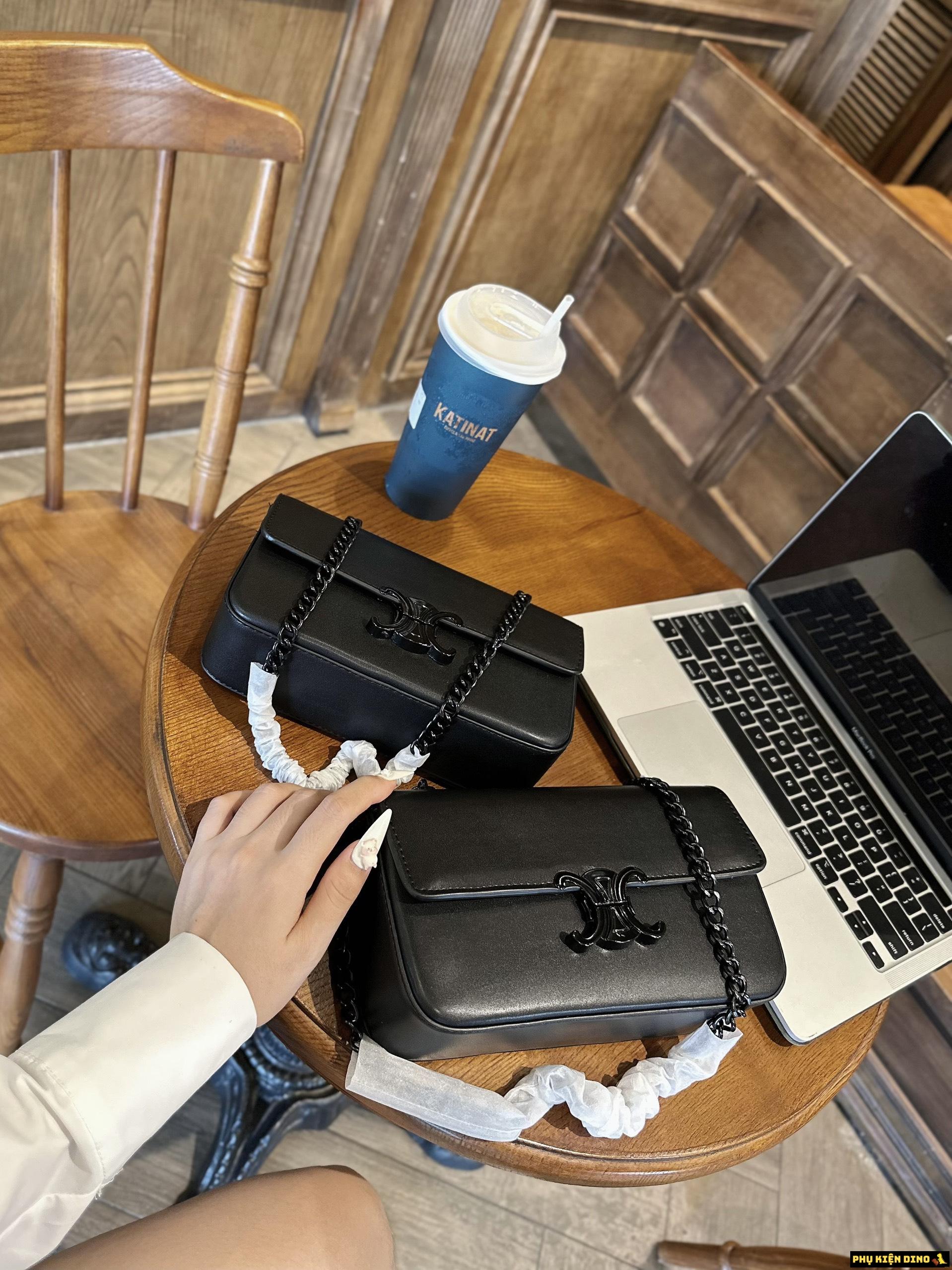 Túi Đeo Vai Celine Claude Shoulder Bag Black Màu Đen 2 Túi Xách Celine Dáng Ngang Màu Đen