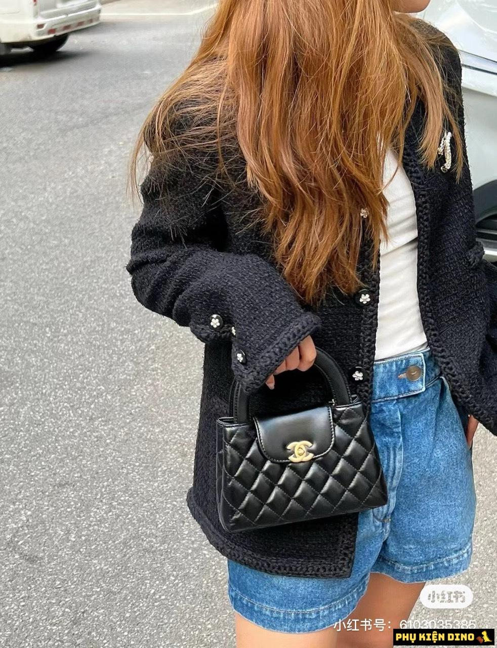 Túi Xách Chanel Kelly Mini Bag Màu Đen Trắng AS4416 5 Túi Xách Chanel Kelly Đen